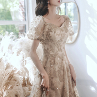 Cute lace short A line prom dress party dress - Thumbnail 2