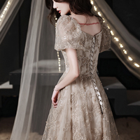 Cute lace short A line prom dress party dress - Thumbnail 5