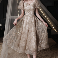 Cute lace short A line prom dress party dress - Thumbnail 7