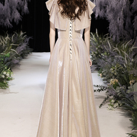 Shiny satin long A line prom dress party dress - Thumbnail 6