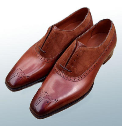 Classic Handmade Brown Brogue Narrow Toe Dress Shoes