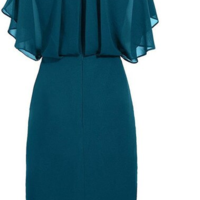 Flutter Sleeves Beading Teal Mother of the Bride Dress with Slit,1047 - Thumbnail 2