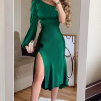Casual Women'S Split Long Sleeve Dress - Thumbnail 2