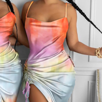 Sexy Printed Sling Sleeveless High Waist Dress - Thumbnail 1