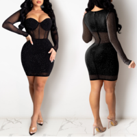 Sexy Women'S Long-Sleeved Zipper Dress - Thumbnail 3