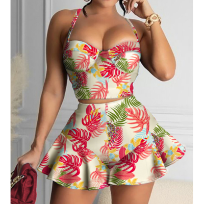 Sling print two-piece suit dress - Thumbnail 1