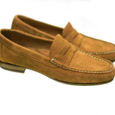 Classic brown moccasin loafer suede casual wear shoes