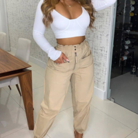 Women'S Solid Color Casual Pants - Thumbnail 1