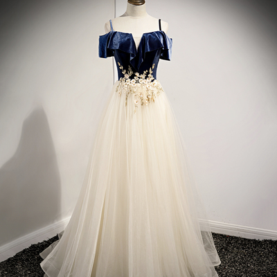 Cute tulle lace long a line prom dress evening dress - Thumbnail 2