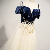 Cute tulle lace long A line prom dress evening dress - Thumbnail 2