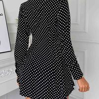 Design Solid Color Long Sleeve High Waist Dress - Thumbnail 5