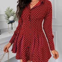 Design Solid Color Long Sleeve High Waist Dress - Thumbnail 2