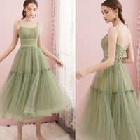 Cute Green Tulle Short Prom Dress, Green Evening Dress - Thumbnail 3