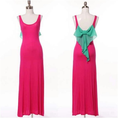 Fuchsia Blue Bow Maxi