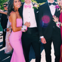 Spaghetti Straps Mermaid Pink Prom Dress with Ruffles - Thumbnail 1