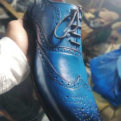 Luxury hand stitch oxfords two tone wingtip brogue leather shoes - Thumbnail 1