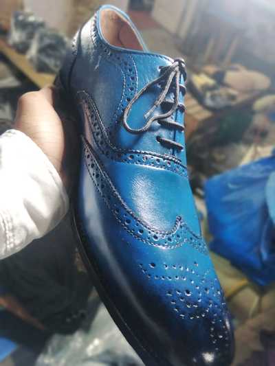 Luxury Hand Stitch Oxfords Two Tone Wingtip Brogue Leather Shoes