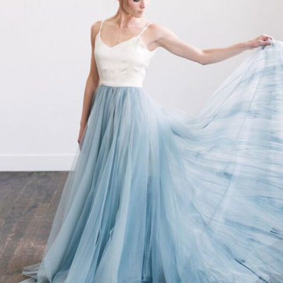 Spaghetti straps backless prom dresses long evening dress - Thumbnail 4