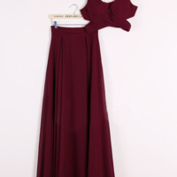Sexy BurgundyTwo Piece Prom Dresses, 2 Piece Bridesmaid Dress - Thumbnail 1