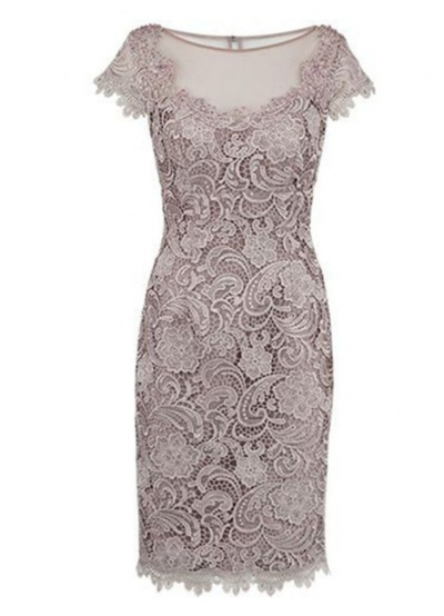 Cap Sleeves Short Lace Mother of The Bride Dress