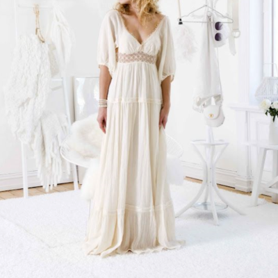Simple boho wedding dress,beach wedding dress,chiffon bridal dress,simple bridal dress,542 - Thumbnail 4