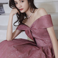 Pink gradient long A line prom dress pink evening dress - Thumbnail 1