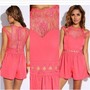 Coral Lace Romper - Thumbnail 1