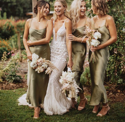 Light Sage Bridesmaid Dresses Ankle Length