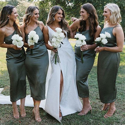 One shoulder bridesmaid dresses ankle length - Thumbnail 5