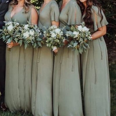 V neck bridesmaid dresses floor length - Thumbnail 2