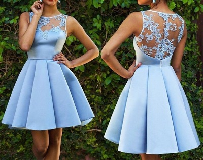 Sky Blue Short Homecoming Dresses with Appliques