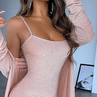 Women'S Solid Color Sling Cardigan Dress - Thumbnail 1