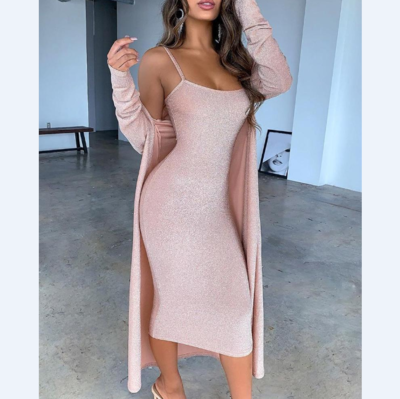 Women'S Solid Color Sling Cardigan Dress
