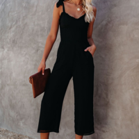 Slim Sling Black Sleeveless Jumpsuit - Thumbnail 2