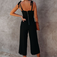 Slim Sling Black Sleeveless Jumpsuit - Thumbnail 3