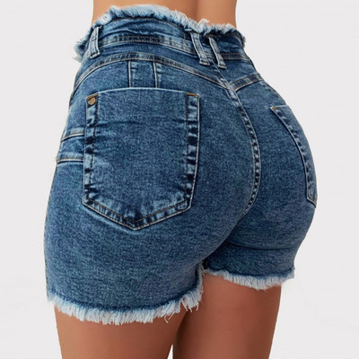 Sexy stretch ripped high waist denim shorts