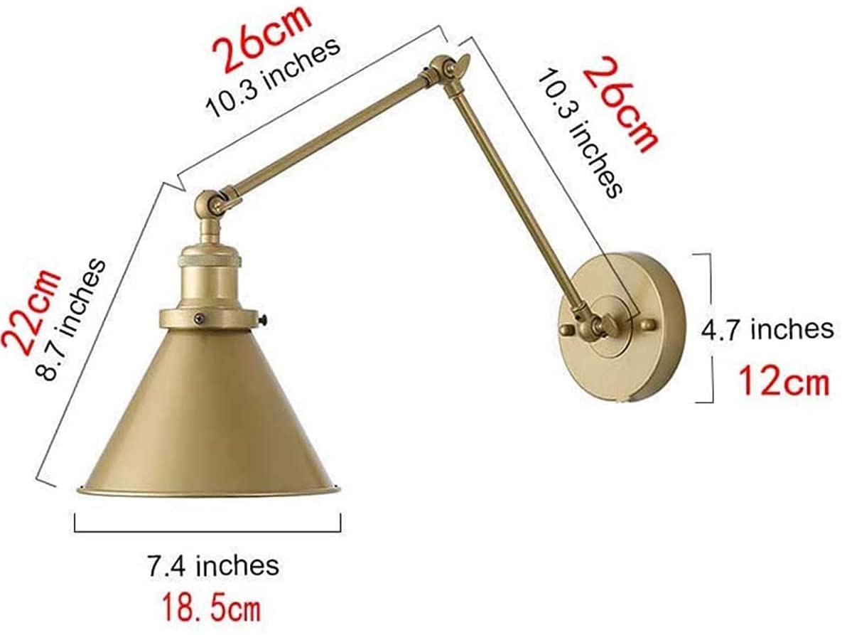 Vintage Industrial Wall Light Brass Wall Lamp Swing Arm Adjustable