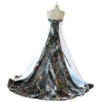 Unique Strapless Black and White Wedding Dresses Appliques Camo Wedding Dresses Exquisite Lace Up Ball Gown Wedding Dresses with Sweep Train,1064 - Thumbnail 1