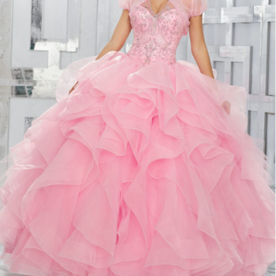 Crystal beaded bodice with flounced organza ball gown skirt quinceanera dresses sweet 16 party dresses,1065
