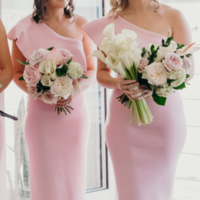 Sheath One Shoulder Pink Bridesmaid Dresses, Short Bridesmaid Dresses - Thumbnail 2