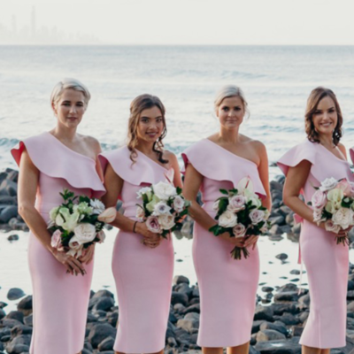 Sheath one shoulder pink bridesmaid dresses, short bridesmaid dresses - Thumbnail 3