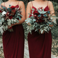Spaghetti Strap Sheath Burgundy Bridesmaid Dresses - Thumbnail 4