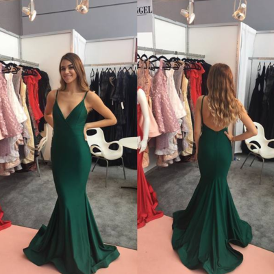 Spaghetti straps long backless prom gown evening dress formal dress - Thumbnail 4