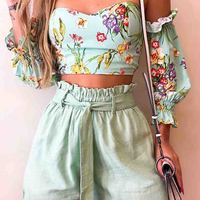 Women'S One-Shoulder Print Two-Piece Set - Thumbnail 1