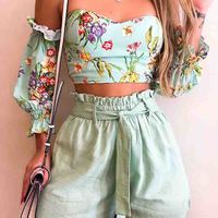 Women'S One-Shoulder Print Two-Piece Set - Thumbnail 2