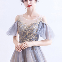 Cute tulle long A line prom dress evening dress - Thumbnail 7