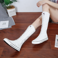 Harajuku Lace Up Knee High Canvas Shoes - Thumbnail 2