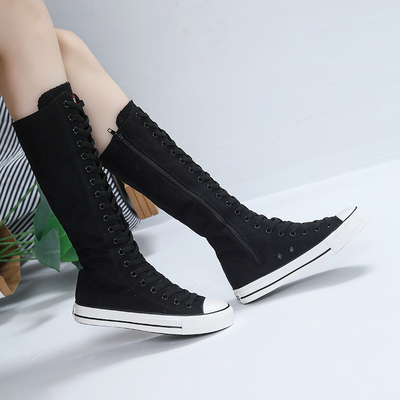Harajuku lace up knee high canvas shoes