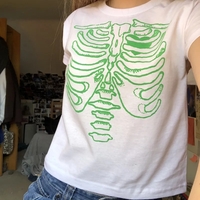 Cute 90s Vintage Skull Bone Ribs Short Sleeve Tee Crop Top Basic Casual Punk Goth Summer E-Girl Kawaii Korean Japanese Harajuku Streetwear - Thumbnail 4