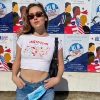 Cute Fruit Food Graphic Cartoon Short Sleeve Tee Crop Top Basic Casual Punk Summer E-Girl Kawaii Korean Japanese Harajuku Streetwear - Thumbnail 2